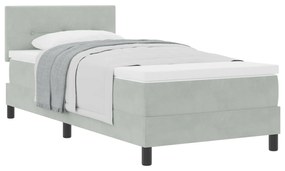 Cama Box Spring vidaXL com Colchão Cinza Claro 90x200 cm Veludo