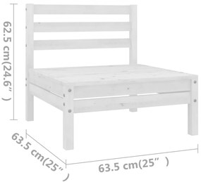 5 pcs conjunto lounge de jardim pinho maciço branco