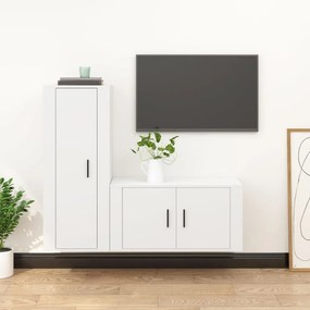 vidaXL 2 pcs conjunto móveis de TV derivados de madeira branco