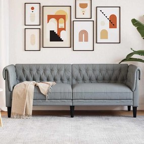 vidaXL Sofá Chesterfield Cinzento-claro 201.5 x 74.5 x 74.5 cm tecido