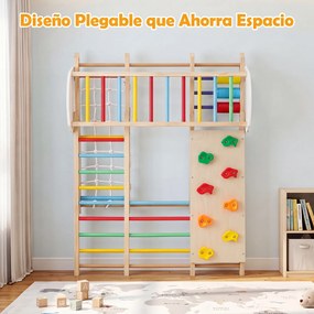 Estrutura de Escalada Infantil 8 em 1, 119 x 115 x 117 cm, Dobrável com Escorrega e Baloiço, Multicolor