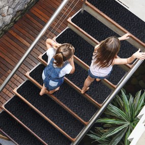 15 Tapetes antiderrapantes para escadas 76 x 20 cm Tapetes impermeáveis para escadas para crianças, idosos e animais de estimação Cinzento