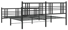 Estrutura de cama com cabeceira e pés 200x200 cm metal preto