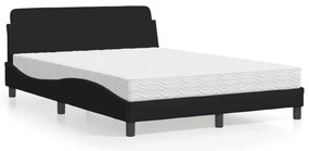 vidaXL Cama com colchão Dover 140x190 cm tecido preto