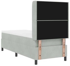 Cama Box vidaXL com Colchão &amp; Luz LED Cinza Claro 80x200 cm Veludo