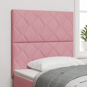 Cabeceira Rosa vidaXL com Blocos de Diamante 90 cm de Veludo, Cabeceir
