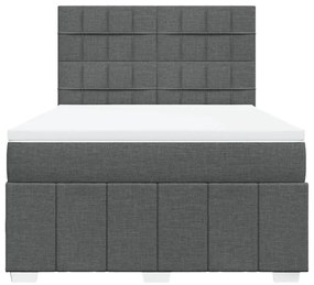 Cama com molas/colchão 140x200 cm tecido cinzento-escuro