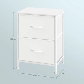 Mesa cabeçeira com 2 gavetas forradas a tecido 30 x 39,6 x 52,2 cm Branca