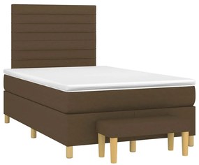 Cama boxspring com colchão 120x190 cm tecido castanho-escuro