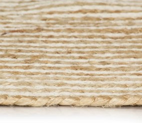 Tapete artesanal em juta com design em espiral branco 150 cm