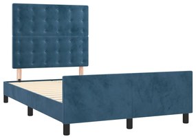 Estrutura de cama c/ cabeceira 120x200 cm veludo azul