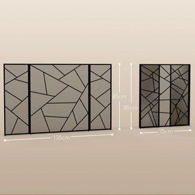Resguardo de Lareira Dobrável de 3 Painéis, 135 x 1,2 x 85 cm, Proteção Contra Faíscas, Preto