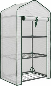 Outsunny Estufa de Jardim de 3 Níveis Estufa de Terraço com 3 Prateleiras para Cultivo de Plantas Flores 59x39x127 cm Branco | Aosom Portugal