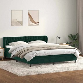 vidaXL Cama com molas/colchões 180x220 cm veludo verde-escuro