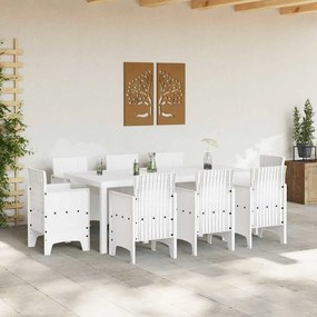 Conjunto de Jantar para Jardim 9 pcs Branco Rattan / Vime