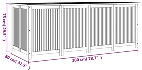 Caixa de arrumação para jardim 200x80x75 cm acácia maciça