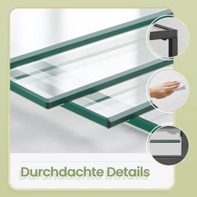 Estante de arrumação de vidro, aço com 5 prateleiras 35 x 40 x 124,5 cm preto