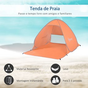 Tenda pop-up instantânea e portátil com janelas Tipo de refúgio para piquenique, praia e acampamento com proteção UV Laranja