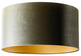 Abajur de Veludo Verde com Interior Dourado 50/50/25