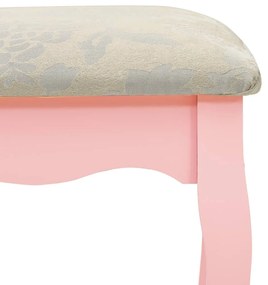 Toucador c/ banco 65x36x128 cm MDF e madeira de paulownia rosa