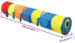 Túnel de brincar infantil 245 cm poliéster multicor
