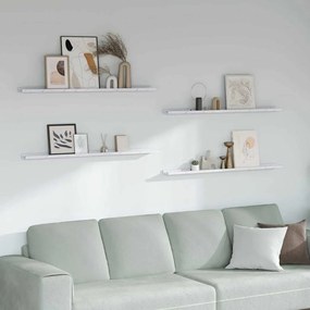 vidaXL Prateleira de Parede 4 pcs Mármore Branco 115 x 9 x 3 cm