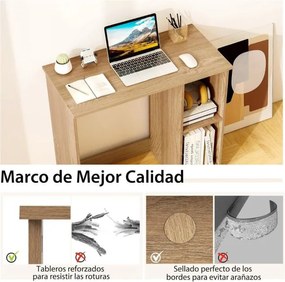 Secretária para computador 80 x 40 x 74 cm de escritório com 2 prateleiras para espaços reduzidos Natural