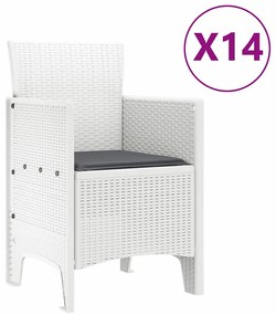 Conjunto de Jantar de Jardim 15 pcs Branco Largo