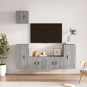 vidaXL Conjunto móveis de TV 5 pcs madeira processada sonoma cinza