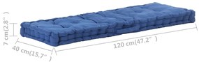 Almofadão p/ móveis de paletes algodão 120x40x7 cm azul-claro