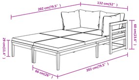 Espreguiçadeiras c/ almofadões cinza-escuro 2pcs madeira acácia