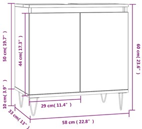 Armário de casa de banho 58x33x60 cm derivados madeira branco