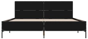 Estrutura de cama 140x190 cm derivados de madeira/metal preto