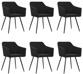 vidaXL Cadeiras de jantar 6 pcs tecido preto