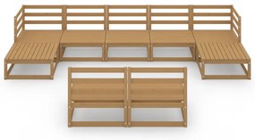9 pcs conjunto lounge de jardim pinho maciço