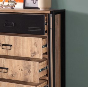 Cómoda Cosmo – Pinheiro Atlântico Preto – 90x100x40 cm