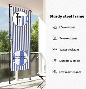 Estore de rolo para exterior 100x270cm tecido/aço azul e branco