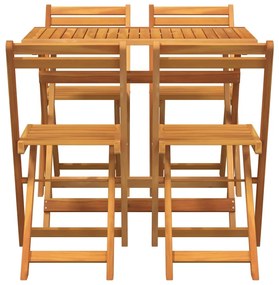 Conjunto Bistro Dobrável de 5 Peças Madeira Maciça Acácia