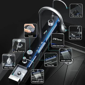 Lava-Loiça de Cozinha em Aço Inoxidável 304 com Cascata e Display Digi