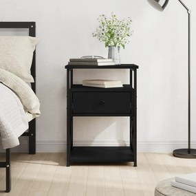 vidaXL Mesa de cabeceira 40x42x55 cm derivados de madeira preto