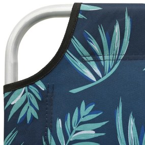 Espreguiçadeira dobrável aço e tecido com folhas estampadas