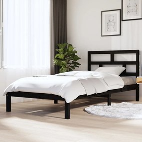 vidaXL Estrutura de cama 100x200 cm madeira de pinho maciça preto