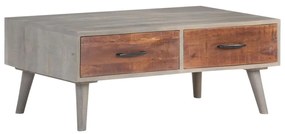 Mesa de centro 100x60x40 cm mangueira maciça áspera cinzento