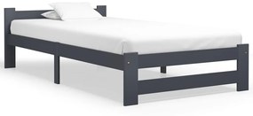 vidaXL Estrutura de cama 90x200 cm madeira pinho maciço cinza-escuro