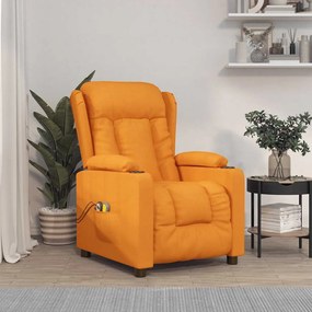 vidaXL Poltrona elevatória de massagens tecido amarelo-escuro