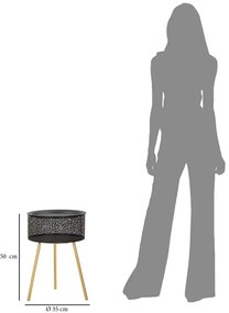 MESA DE APOIO Ø 35X50 CM DOURADA E PRETA