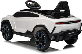 Carro elétrico para crianças Lamborghini Lanzador 12V, Pneus em borracha maciça, banco em pele sintética Branco