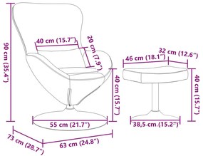Cadeira de Ovo vidaXL com Puff Veludo Rosa