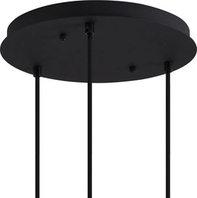 Candeeiro suspenso Art Déco preto com vidro fumado 3-luzes - Douglass