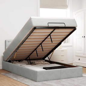 vidaXL Cama otomana com colchão cinza claro 120x190 cm Veludo
